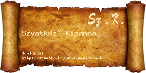 Szvatkó Kisanna névjegykártya